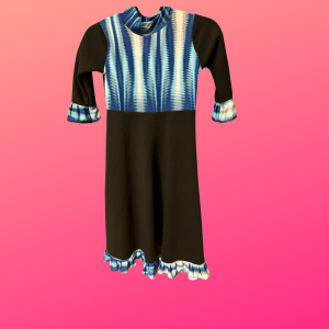Indigo Tie Dye Ruffle Dress