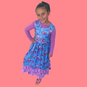 Lavender Floral 3 Ruffle Dress