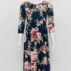 Navy Rose Floral Maxi