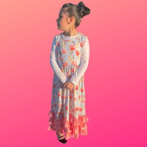 Peach Dot Floral 3 Ruffle
