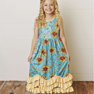 Sunflower Gingham 3 Ruffle Summer Dress