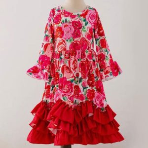 Rose Collage Maxi Girls Dress