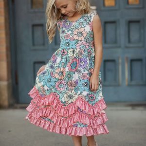 Pastel Floral Ruffle Dress